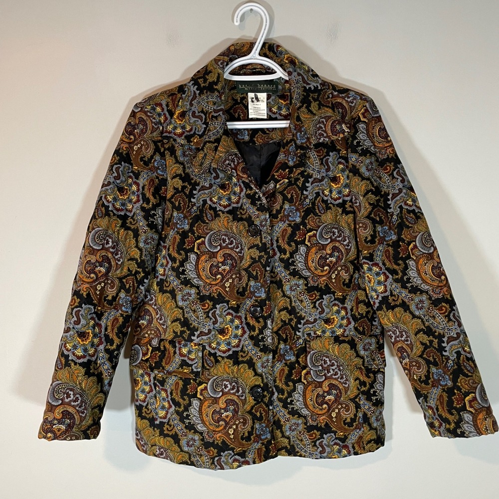 Harve Benard Quilted Jacket Holtzman Women 4 Paisley Blazer Earth Tone Artsy